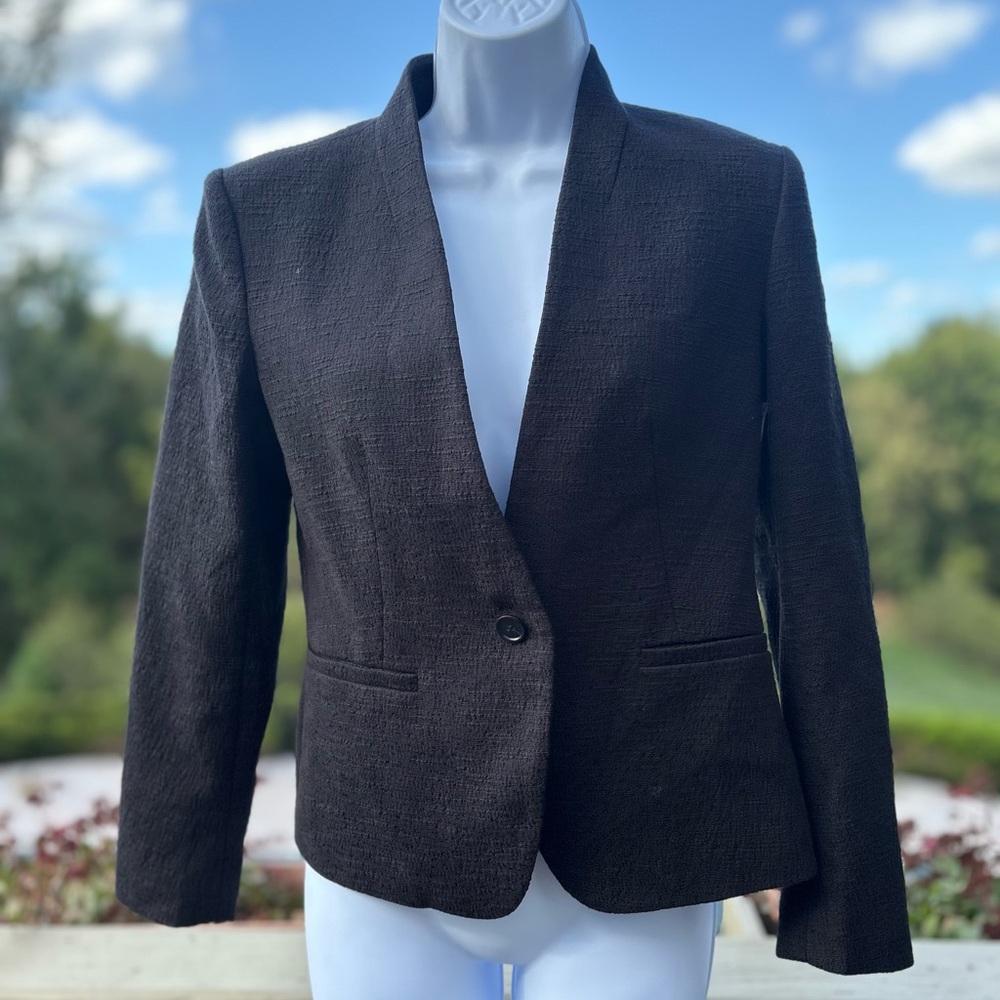 LOFT Textured Black Blazer, Size: 4P